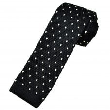 Midnight Blue & Ivory V Pattern Men's Knitted Tie