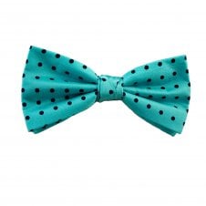 Mint Green & Black Polka Dot Ready Tied Silk Men's Bow Tie