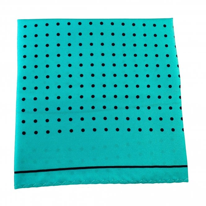 Mint Green & Black Polka Dot Silk Pocket Square Handkerchief