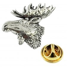 Moose Head English Pewter Lapel Pin Badge