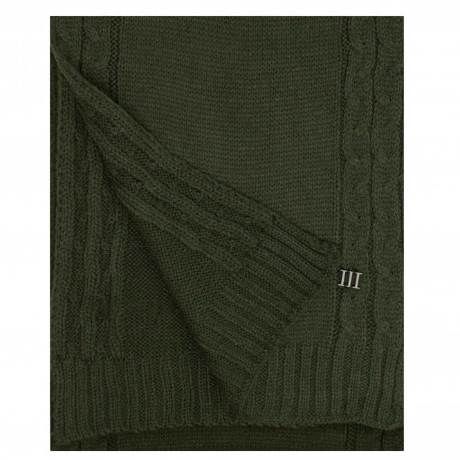 Moss Green Colour Block Knitted Scarf with Metal Tresanti Logo