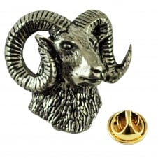Mouflon Wild Sheep English Pewter Lapel Pin Badge