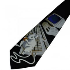 Mouse On Computer Navy Novelty Tie