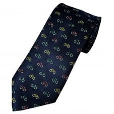 Multi Coloured Bikes, Navy Blue Cycling Men's Novelty Tie