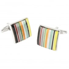Multi Coloured Striped Cufflinks