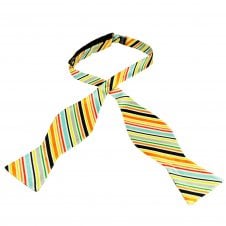 Multi Coloured Striped Silk Self Tie Bow Tie