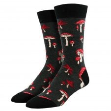 Mushrooms, Fungi Grey Luxury Men's Socks