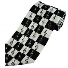 Music Clef Black & White Chequerboard Men's Novelty Tie