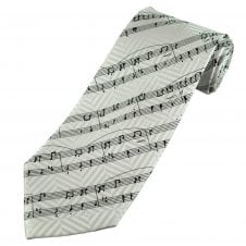 Music Manuscript Black Notes on White Silk Men's Novelty Tie