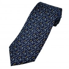 Music Notes Navy Blue Silk Men's Novelty Tie