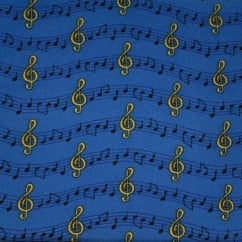 Music Notes & Symbols Blue Novelty Pocket Square Handkerchief