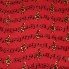 Music Notes & Symbols Red Novelty Pocket Square Handkerchief