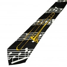 Music Notes & Trombone Novelty Tie