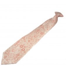 Natural & Dusky Pink Flower Patterned Men's Clip On Tie