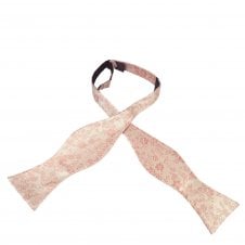 Natural & Dusky Pink Flower Patterned Men's Self Tie Bow Tie