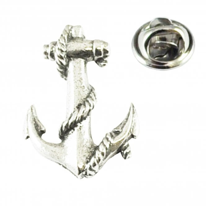 Nautical Anchor & Chain Pewter Lapel Pin Badge