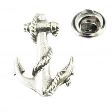 Nautical Anchor & Chain Pewter Lapel Pin Badge