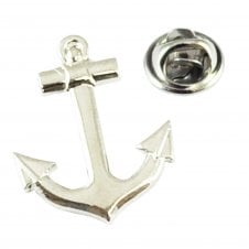 Nautical Anchor Ship Yacht Sailors Silver Lapel Pin Badge