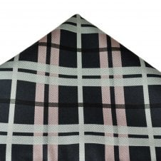 Navy, Black, Pink & Silver Checked Pocket Square Handkerchief