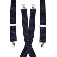 Navy Blue and White Polka Dot Men's Trouser Braces