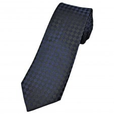 Navy Blue & Black Chequerboard Pattern Men's Extra Long Tie