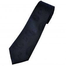 Navy Blue & Black Paisley Pattern Men's Extra Long Tie