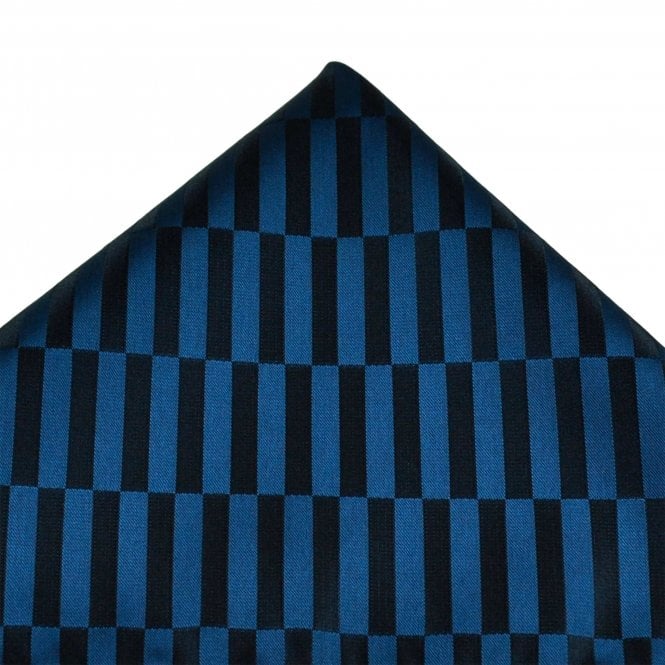 Navy Blue & Black Rectangular Patterned Pocket Square Handkerchief