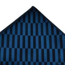 Navy Blue & Black Rectangular Patterned Pocket Square Handkerchief