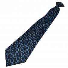 Navy Blue, Black & Slate Blue Pattern Men's Clip On Tie