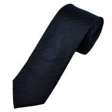 Navy Blue & Black Stripe Men's Silk Narrow Tie