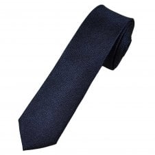  Navy Blue & Black Textured Men's Silk Skinny Tie