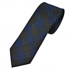 Navy, Blue & Brown Checked Men's Silk Tie