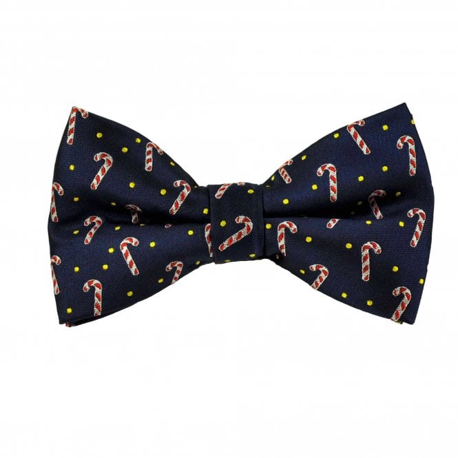 Navy Blue Candy Canes Men's Novelty Bow Tie