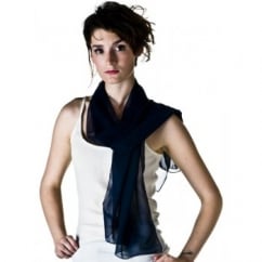 Navy Blue Chiffon Scarf