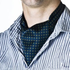 Navy Blue Floral Design Casual Cravat