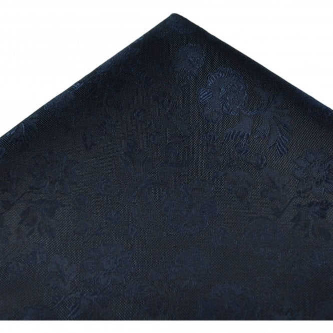 Navy Blue Floral Pattern Pocket Square Handkerchief