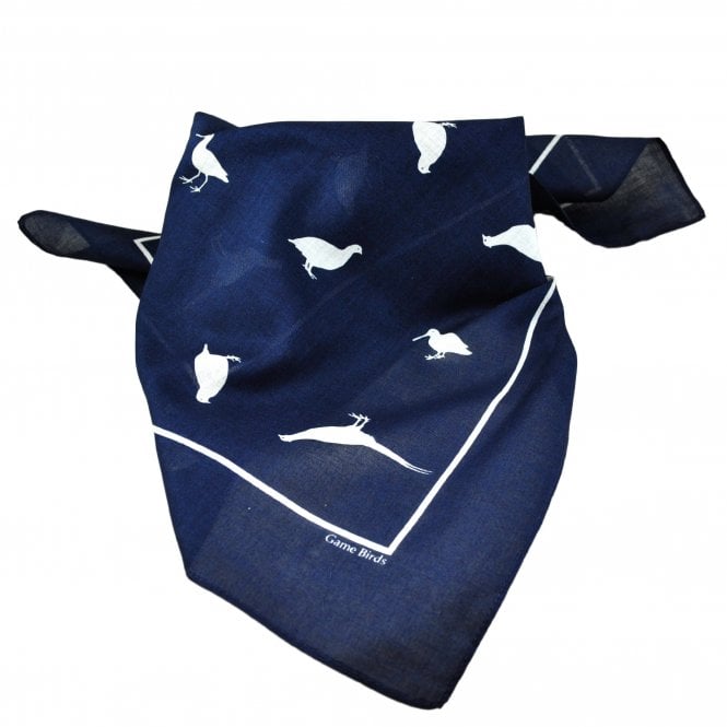 Navy Blue Game Birds Bandana Neckerchief