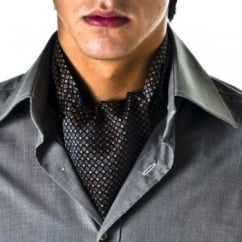 Navy Blue Geometric Pattern Casual Cravat