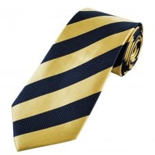 Navy Blue & Gold Striped Men's Silk Tie