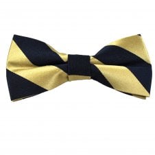 Navy Blue & Gold Striped Silk Men's Bow Tie