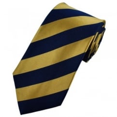 Navy Blue & Gold Striped Silk Tie
