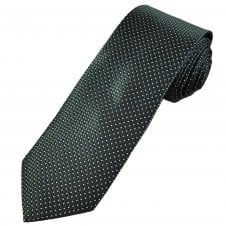 Navy Blue, Green & Silver Circles Pattern Men's Silk Tie