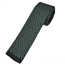 Navy Blue & Grey Patterned Men's Knitted Tie