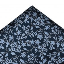 Navy Blue & Light Blue Flower Pattern Pocket Square Handkerchief