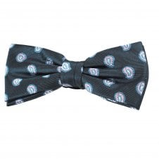 Navy Blue, Light Blue & Pink Paisley Patterned Men's Silk Bow Tie