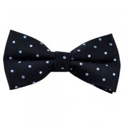 Navy Blue & Light Blue Polka Dot Silk Bow Tie