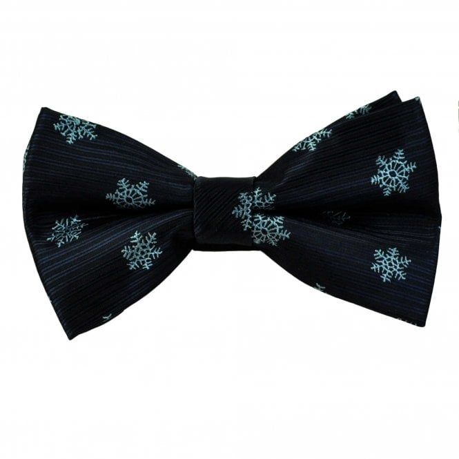 Navy Blue & Light Blue Snowflake Novelty Christmas Bow Tie