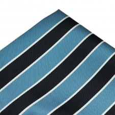 Navy Blue, Light Blue & White Striped Pocket Square Handkerchief