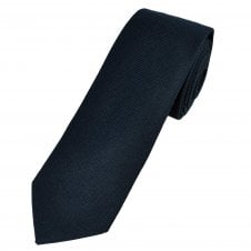 Navy Blue Micro Checked Waffle Patterned Wool & Silk Blend Men's Tie