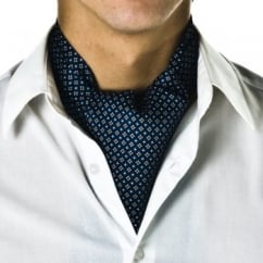 Navy Blue Micro-Pattern Casual Cravat